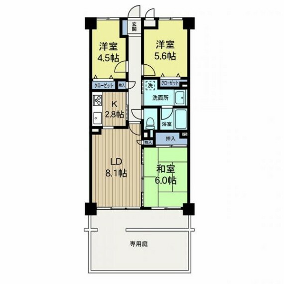 間取り図 ご家族にオススメの3LDK間取り。