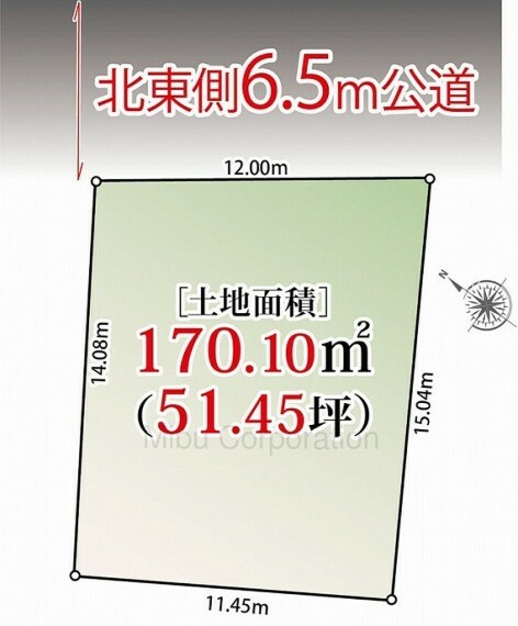 区画図 敷地面積170.10平米（51.45坪）