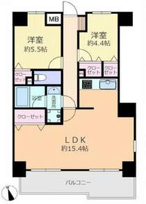 ■採光・通風良好な3階部分の南西向き2LDK