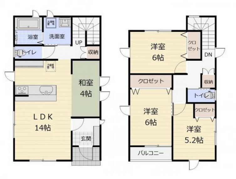 間取り図 （A棟間取）LDK＋和室で18帖の広々空間！
