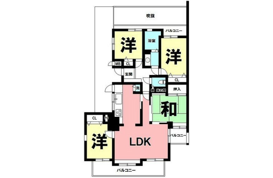 間取り図 4LDK、角部屋、高層階【専有面積89.71m2】即日室内のご見学が可能です
