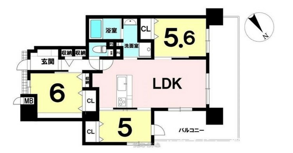 間取り図 オーシャンビュー！2022年築・10階建最上階・角部屋・3LDK・ペット可・車2台・2面バルコニー！