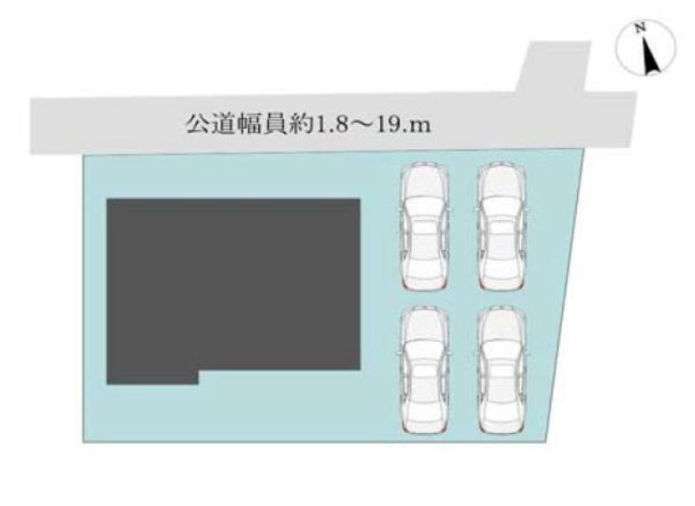 区画図 敷地面積:218.80平米　お車は4台駐車可能です（車種による）