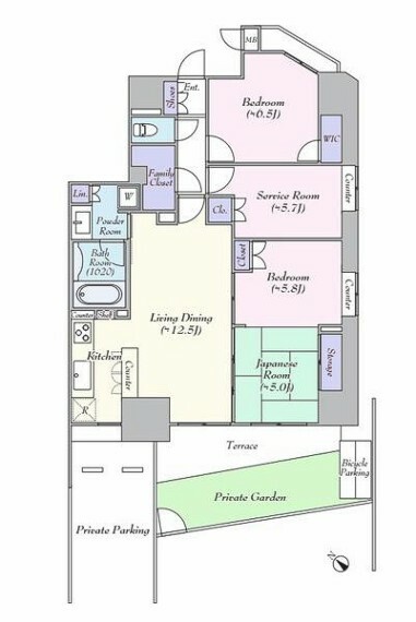 間取り図 収納豊富な2SLDKのお部屋です