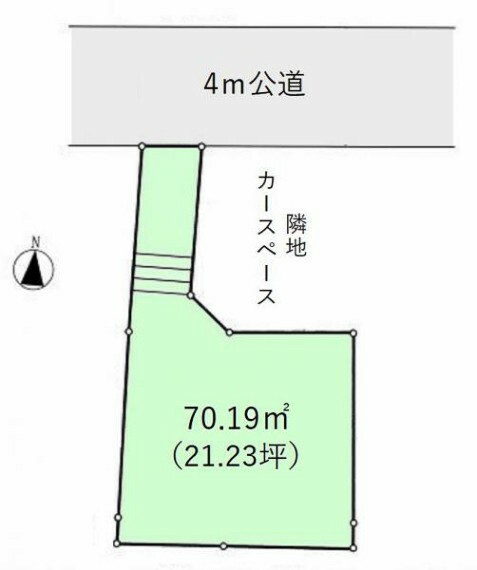 区画図 土地面積:70.19平米（21.23坪）、北4m公道