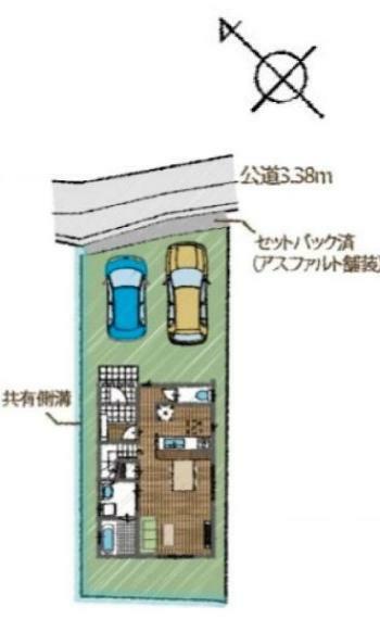 間取り図・図面 敷地面積:121.45平米　お車は2台駐車可能です（車種による）