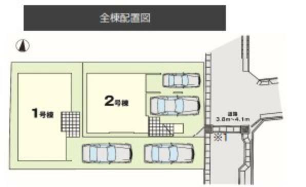 区画図 2号棟:敷地内に2台駐車可能です。