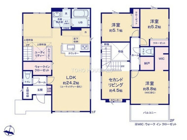 間取り図 空間づくりのプロ、ケイアイのこだわりが詰まった住宅です。アクセントクロスでお洒落度UPリビング上部の吹抜仕様は、明るく開放感があります。フリースペースや収納設備の充実もオススメポイントです。