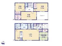 4.5帖和室はLDK17帖と繋げて21.5帖の広い空間も可能、来客時などにも。 主寝室8.2帖は収納量豊富なWIC完備です。