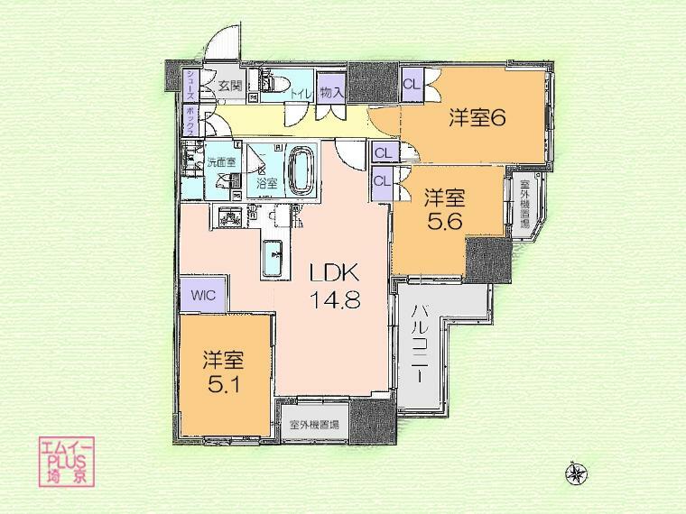 レ・ジェイド東向島(3LDK) 8階の間取り