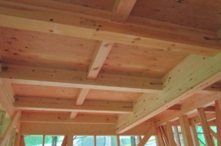 構造・工法・仕様 これは構造用面材を土台と梁に直接留めつける工法で、床をひとつの面として家全体を一体化することで、 横からの力にも非常に強い構造となります。家屋のねじれを防止し、耐震性に優れた効果を発揮します。