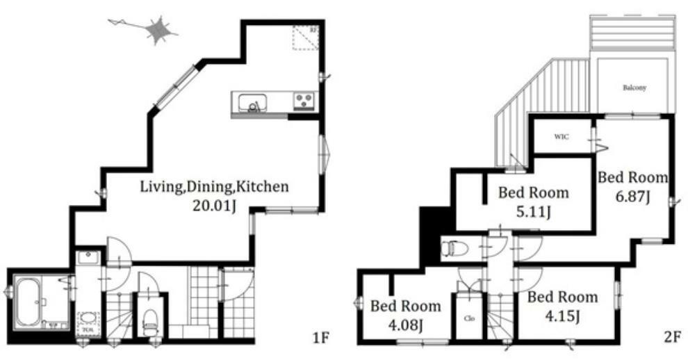 間取り図 3号棟: ご家族の生活の中心となるLDKは20畳とゆとりを持たせた設計キッチンが対面式なのも嬉しいポイントですね水回りも1階にまとめ暮らしやすい生活動線を意識した設計の新邸です