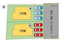 1号棟:並列3台駐車可能です。