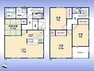 間取り図 間取図:対面キッチン付LDKと和室が続き間設計でゆったり空間2階に洋室3室（主寝室含む）南西向きバルコニー