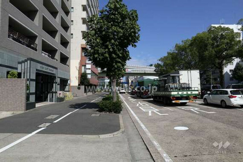 敷地南東側の前面道路（南西側から）