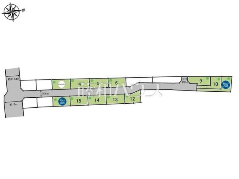 区画図 【14号地】全体区画図　【立川市砂川町5丁目】