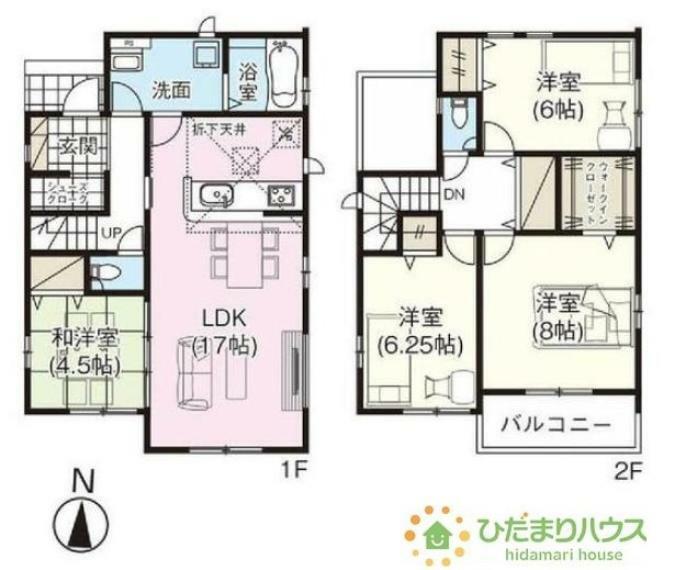 間取り図 玄関にはシューズクロークがあるのでスッキリと片付きます