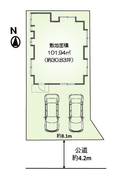 区画図 カースペース並列で2台駐車可能！