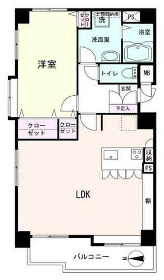 【間取り】1LDK、60.22平米