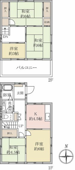 間取り図 土地面積68.52平米。5K。