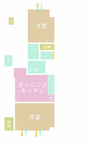 間取り図 2DK、専有面積40.25m2、バルコニー面積4.81m2