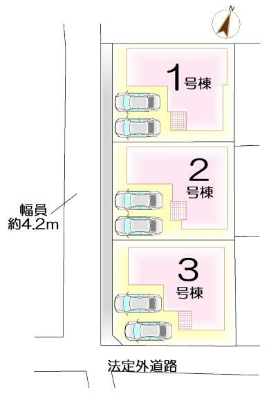 区画図 ≪1号棟≫カースペース並列2台可能！