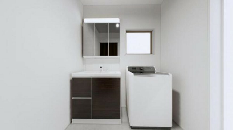 完成予想図（内観） 【洗面・脱衣所】使用頻度の高い場所だからこそ便利な空間に。多人数での使用も考えた便利な空間です