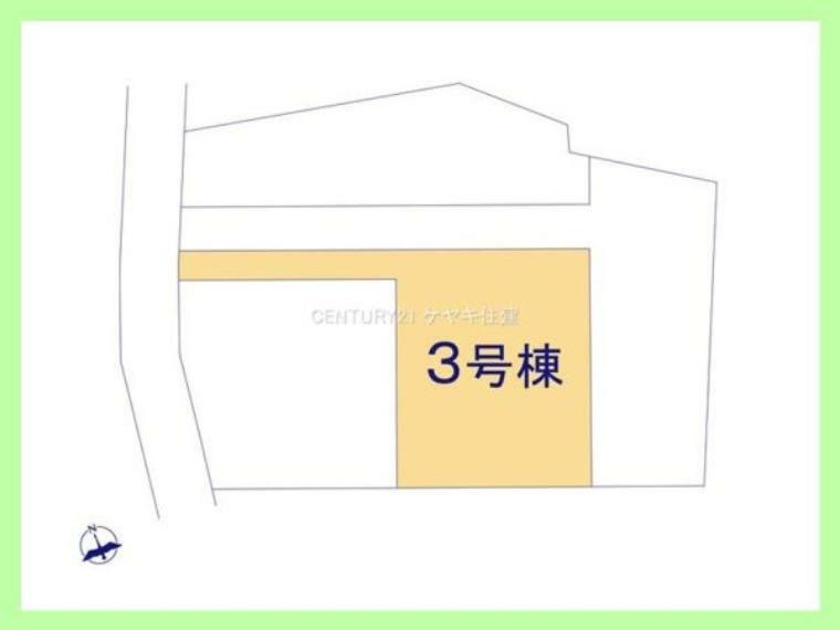 区画図 4LDK。土地244.34平米（約73.91坪）建物94.77平米（約28.66坪）。収納豊富な全室収納付き。16帖のLDKは、ご家族が自然と集まる空間です。