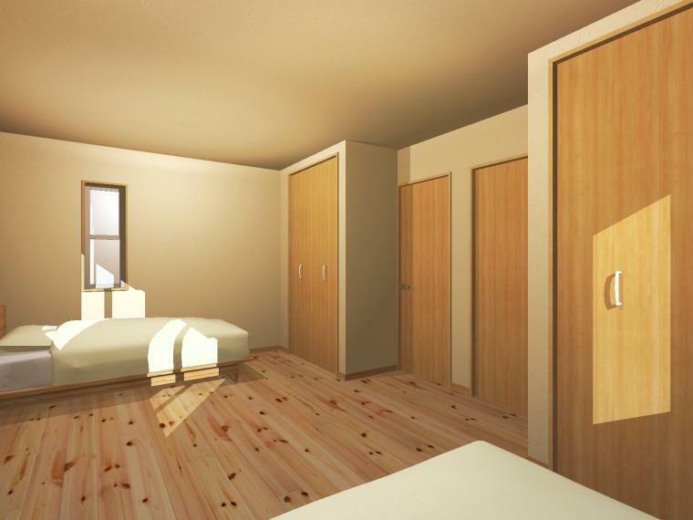 同仕様写真（内観） ［完成イメージ図］洋室　ドアも収納も2つ。将来2部屋として使用することもできます。
