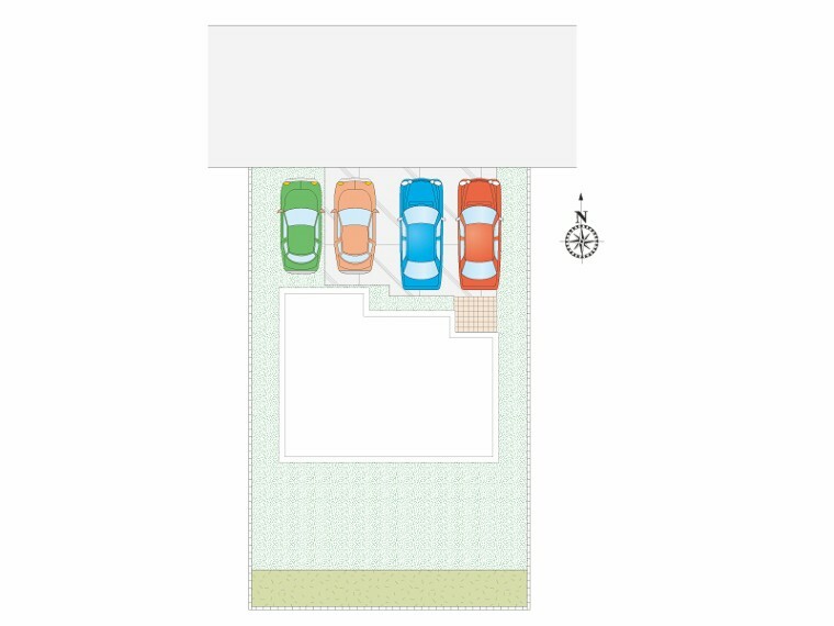 区画図 【F号棟:区画図】車4台駐車可能です。