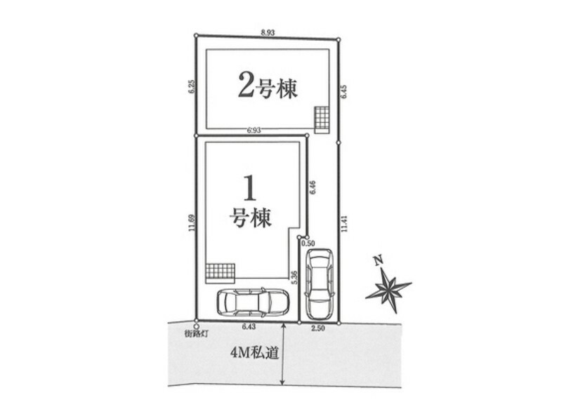 区画図 前面道路南側につき日当たり良好彡カースペース有