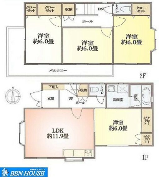 間取り図 ・ロフトでは季節ものの衣類や普段使いしないものの収納に大変便利・トイレは各階に設置があり、朝の込み合う時間帯もスムーズに支度できます・三ツ口コンロのシステムキッチンで食事の支度もはかどります