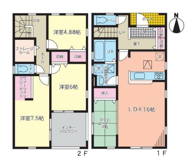 間取り図 【8号棟間取り図】3LDK＋畳コーナー4帖＋WIC＋ストレージルーム　建物面積106.82平米（32.36坪）