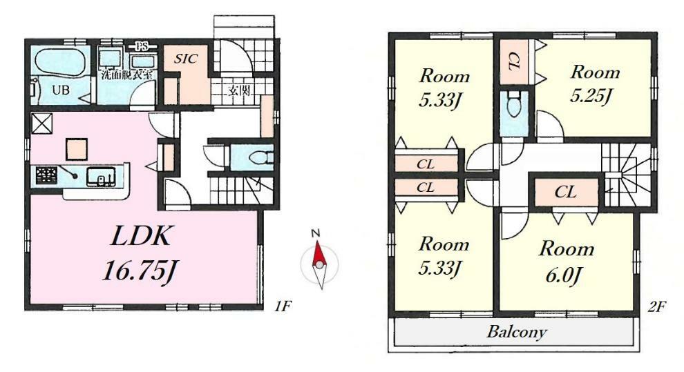 間取り図 全室二面採光につき陽当たり良好な4LDK