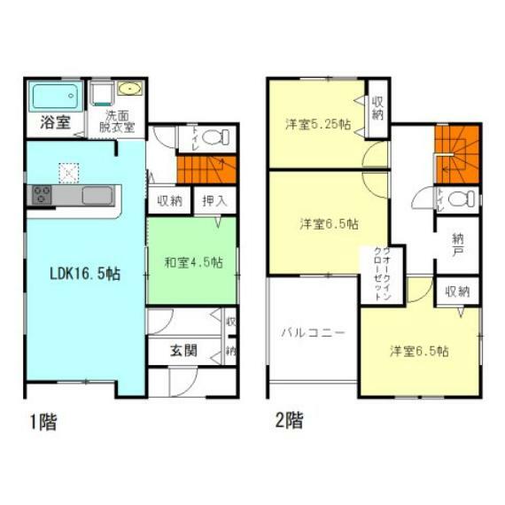 間取り図 水回りを最短距離で結んだラクラク家事同線！ 書斎やフリースペースなど用途多彩な納戸完備！ 奥行きのあるインナーバルコニー