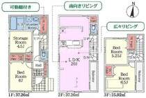 【2号棟間取り】全室収納付きの4LDK＋カースペース2台