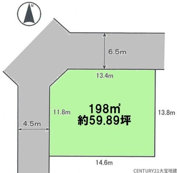 土地図面 ■敷地面積約59坪 ■人気の角地