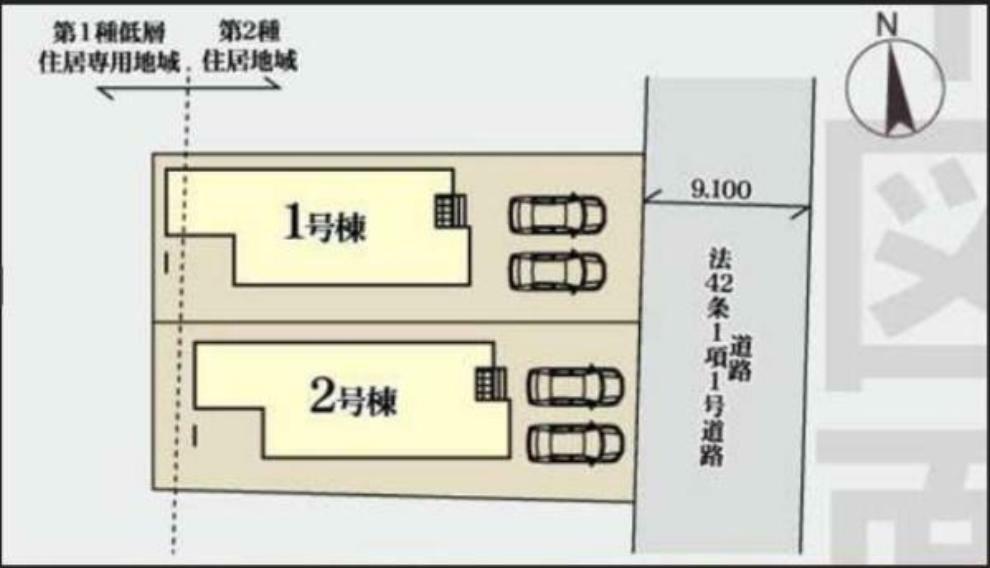 区画図 前面道路も広く車の出入りも楽々！