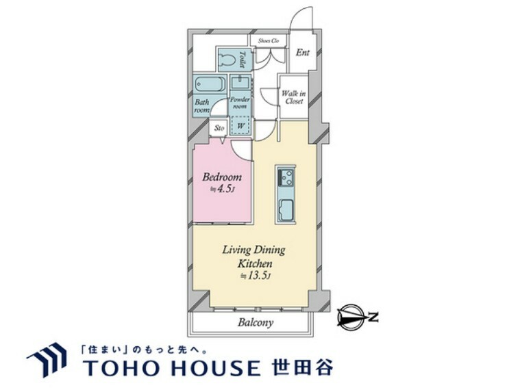 間取り図 1LDK、建物面積42.75m2