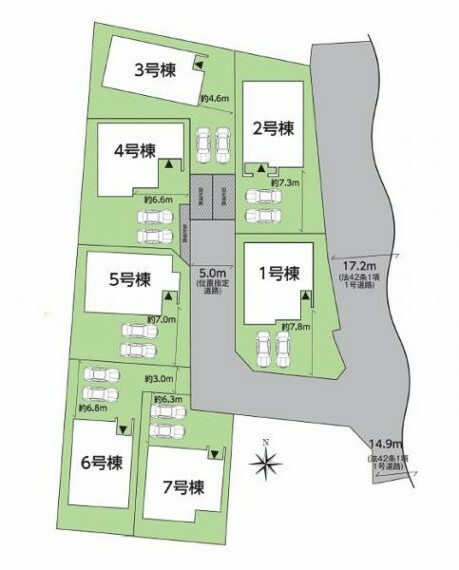 区画図 【2号棟】駐車2台！分譲地につき住み始めが同じ時期なのも嬉しいですね。