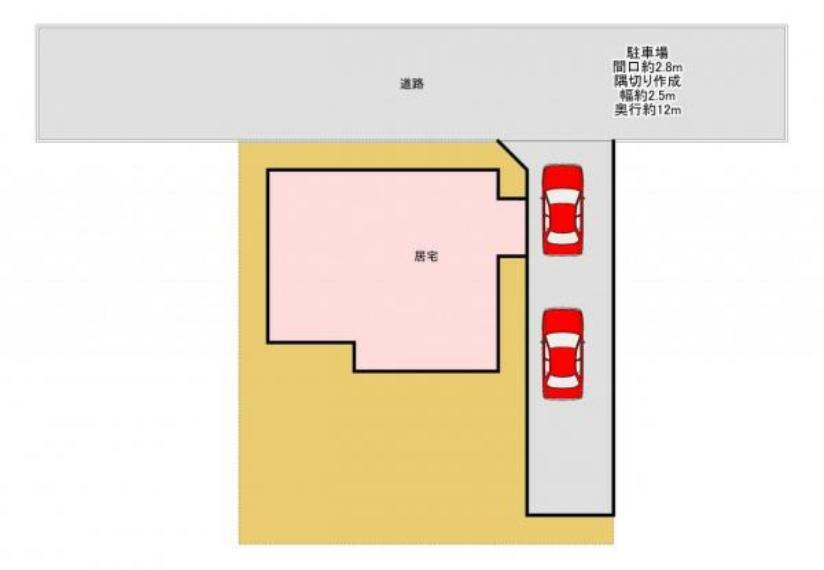 区画図 【区画図】現状縦列二台駐車可能です。（車種制限あり）カーポート付になります。