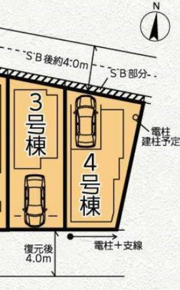 土地図面 3号棟　土地63.10平米　建物111.51平米（車庫12.41平米含む）