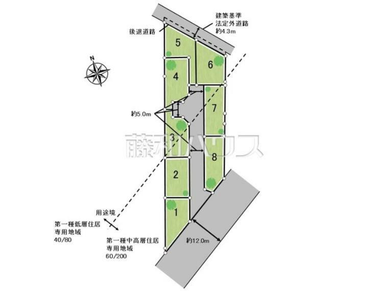 区画図 【5号地】全体区画図　【立川市西砂町5丁目】