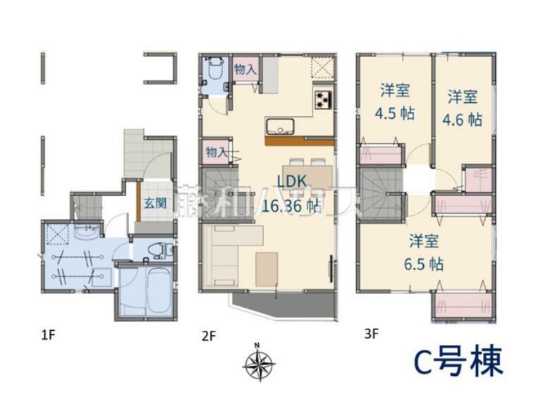 間取り図 C号棟　間取図　【稲城市東長沼】