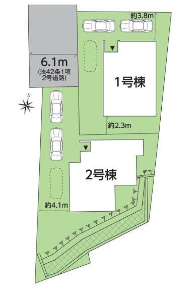 【区画図】駐車2～3台可能！