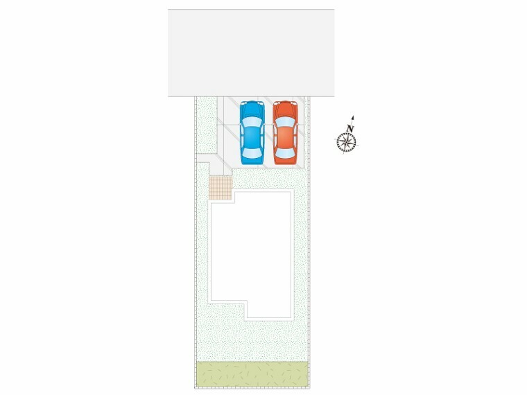 区画図 【1号棟:区画図】駐車は並列2台可能です。閑静な住宅街ですので、安全にゆったり駐車できます。