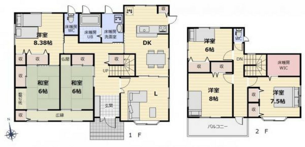 間取り図 （間取）二世帯同居も可能な広々6LDKの間取りです。