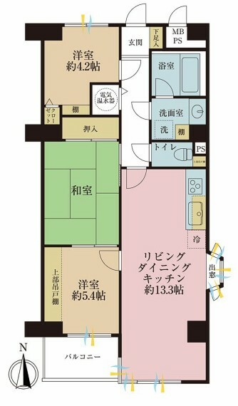 間取り図 3LDK、専有面積66.06平米、バルコニー面積3.78平米