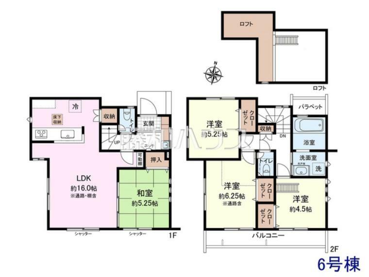 間取り図 6号棟　間取図　【東久留米市中央町4丁目】