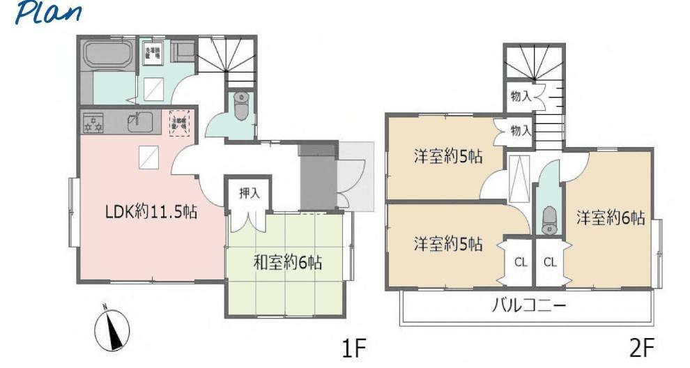 間取り図 将来的に家族が増えることを考えれば、中古戸建住宅の4LDKが最適です。部屋が4つあることで、夫婦子供それぞれに部屋を割り当てることが可能です。リビングルームでは、家族の団らんの場として活用できます。